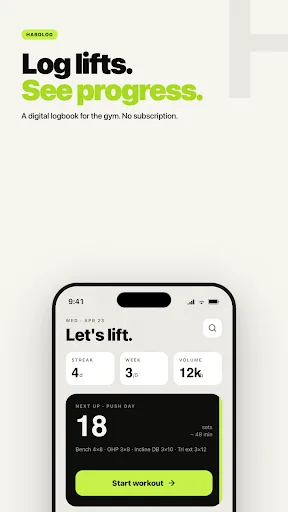 Hardlog - Exercise Tracker Android app screenshot 1