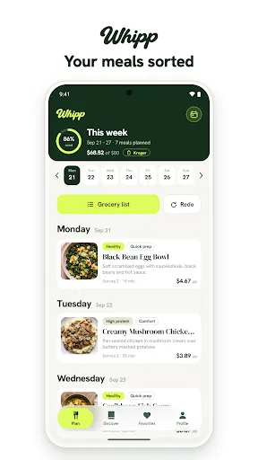 Whipp: Meal Planner & Recipes Android app screenshot 1