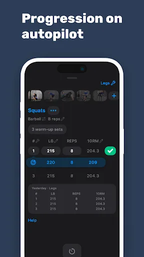Alpha Progression Gym Tracker Android app screenshot 3