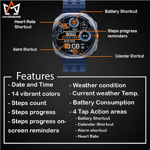 AN006-D Digital Watch Face Android app screenshot 1