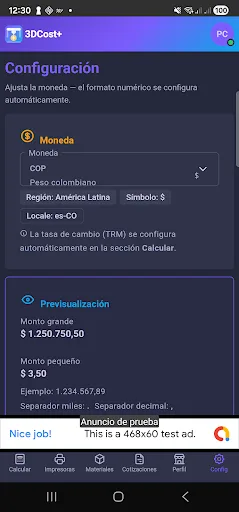 3DCost+ 3D Printing Calculator Android app screenshot 1