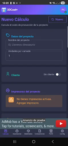 3DCost+ 3D Printing Calculator Android app screenshot 6
