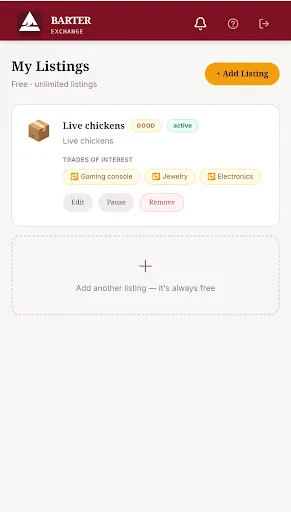 Barter Exchange Android app screenshot 1