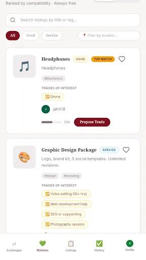 Barter Exchange Android app screenshot 2