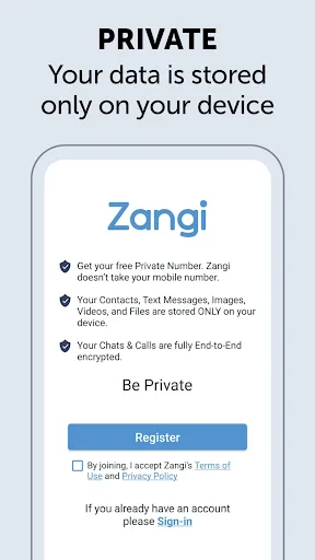 Zangi - Private Messenger Android app screenshot 1