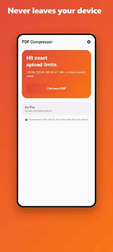 Compress PDF to 100KB 200KB Android app screenshot 2
