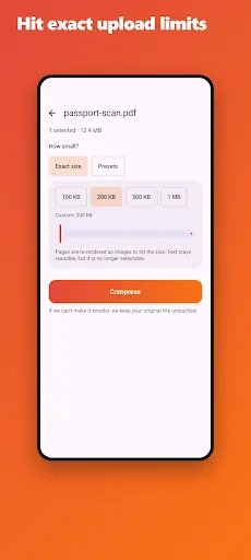 Compress PDF to 100KB 200KB Android app screenshot 5