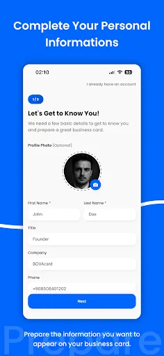 BOVAcard Digital Business Card Android app screenshot 4