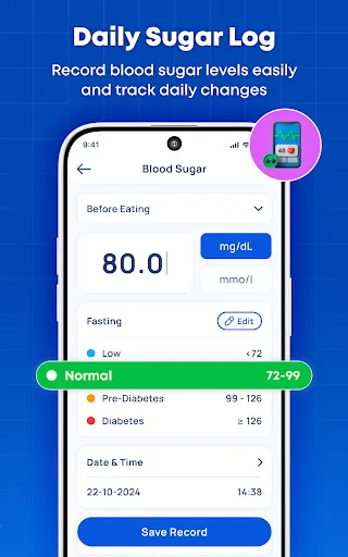 Blood Sugar & Pressure Tracker Android app screenshot 5