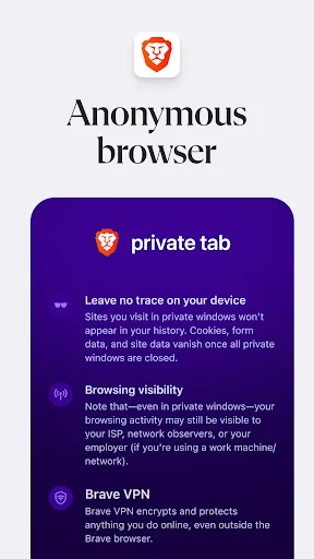Brave Private Web Browser, VPN Android app screenshot 3