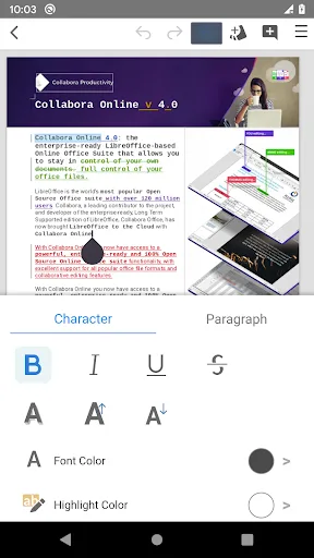 Collabora Office Android app screenshot 5