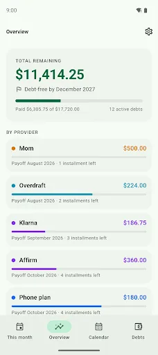 List Debt: Installment Tracker Android app screenshot 2