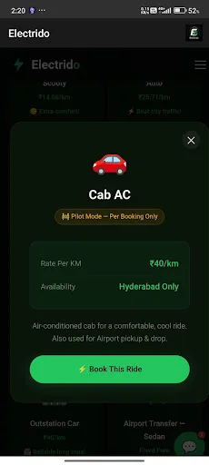 Electrido - Ride Pre-Booking Android app screenshot 2