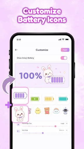 Emoji Battery Icon & Widget Android app screenshot 2