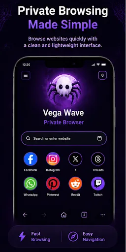 Vega Wave: Private Browser Android app screenshot 1