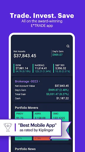 E*TRADE: Invest. Trade. Save. Android app screenshot 1