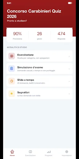 Concorso Carabinieri Quiz 2026 Android app screenshot 1