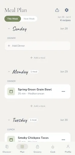 Mise: Meal Plan & Grocery List Android app screenshot 2