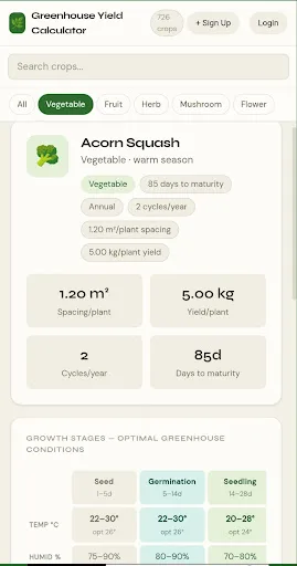 Greenhouse Calculator Android app screenshot 2