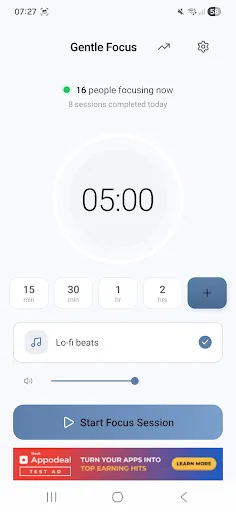 Gentle Focus - ADHD Pomodoro Android app screenshot 1