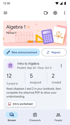 Google Classroom Android app screenshot 2