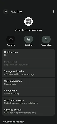 Pixel Audio Services Android app screenshot 1