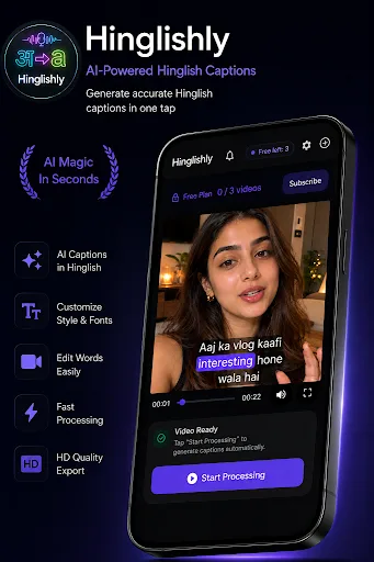 Hinglishly : AI Captions Android app screenshot 1