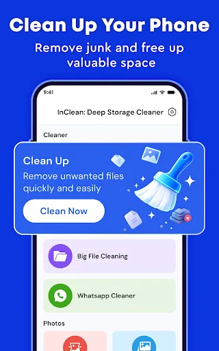 InClean: Deep Storage Cleaner Android app screenshot 1