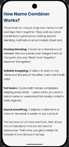 Namecombiners.com - web Android app screenshot 2