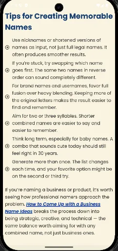 Namecombiners.com - web Android app screenshot 3