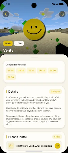Verity Mod for Minecraft PE Android app screenshot 2
