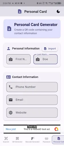 QR Generator and scanner Android app screenshot 1