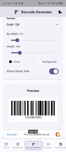QR Generator and scanner Android app screenshot 2