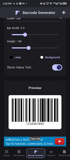 QR Generator and scanner Android app screenshot 6