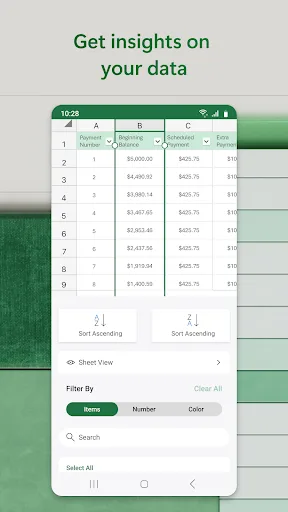 Microsoft Excel: Spreadsheets Android app screenshot 4