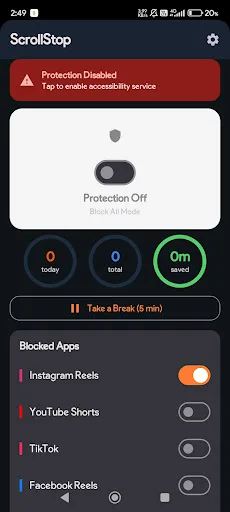ScrollStop: Block Reels/Shorts Android app screenshot 5