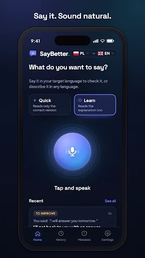 SayBetter: AI Language Coach Android app screenshot 1