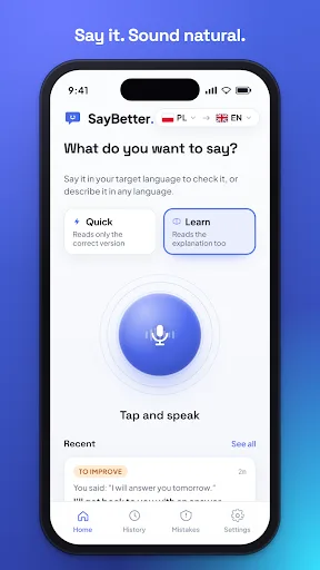 SayBetter: AI Language Coach Android app screenshot 5