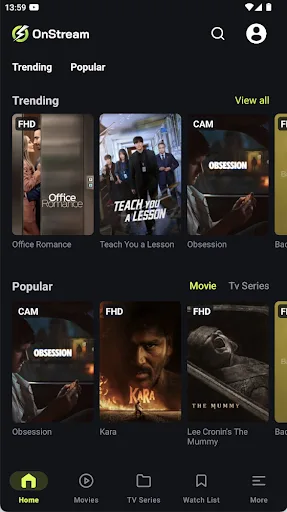 On Stream Android app screenshot 2
