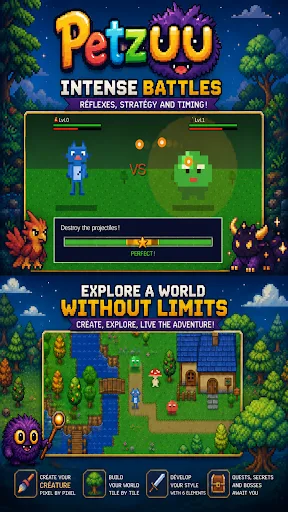 Petzuu: Pixel Sandbox RPG Android app screenshot 1