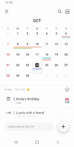 Samsung Calendar Android app screenshot 1
