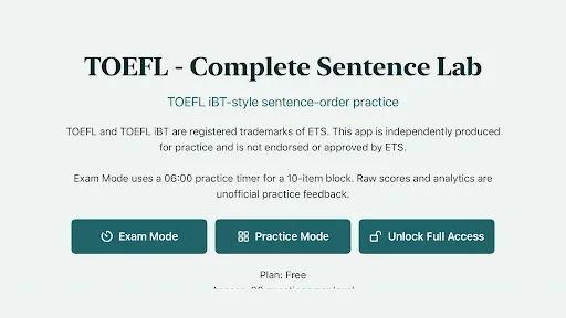 TOEFL  - Complete Sentence Lab Android app screenshot 1