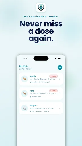 Pet Vaccination Tracker Android app screenshot 1