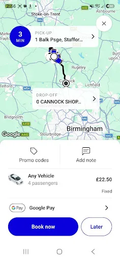 Stafford Cabs Android app screenshot 3