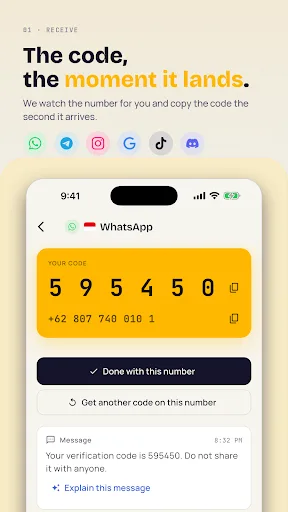 SMS Verification - Virtual SIM Android app screenshot 1