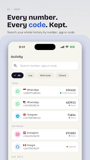 SMS Verification - Virtual SIM Android app screenshot 3