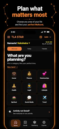 TLA STAR: Muhurat & Transits Android app screenshot 1