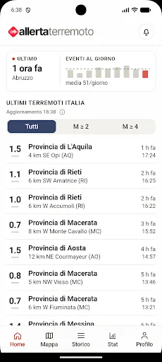 AllertaTerremoto Android app screenshot 1