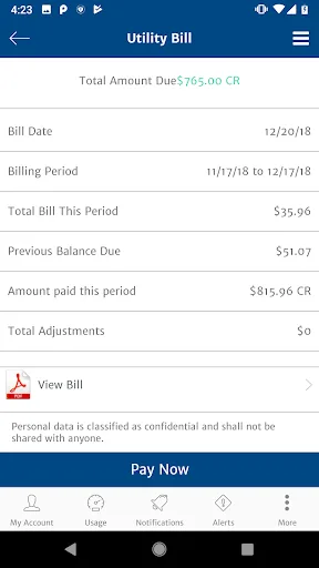 My Utility Account - Mobile Android app screenshot 3