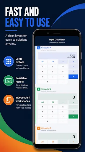 Triple Calculator: 3-in-1 Android app screenshot 6